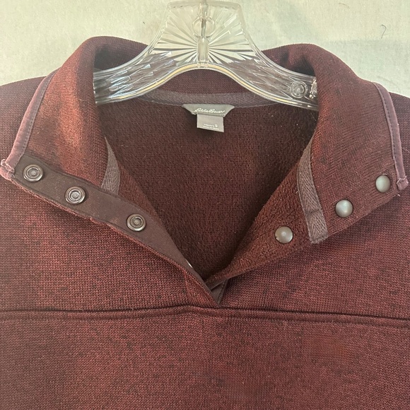 Eddie Bauer Women’s Burgundy Snap-Neck Fleece Pullover – Size S - Picture 4 of 9